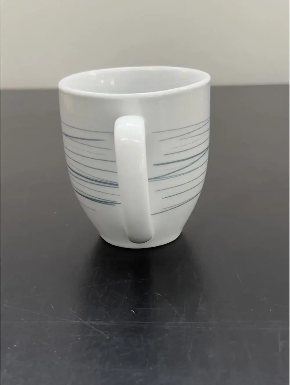 Corelle Porcelain White Ceramic Coffee Mug with Blue Horizontal Lines‎